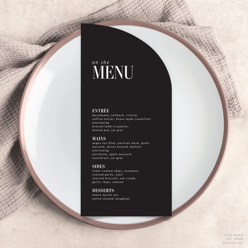 Claire: Wedding Menu Card