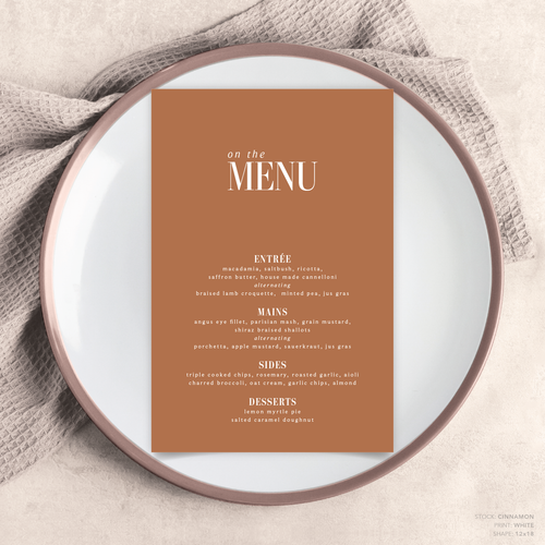 Claire: Wedding Menu Card