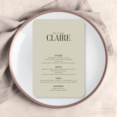 Claire: Wedding Menu Card