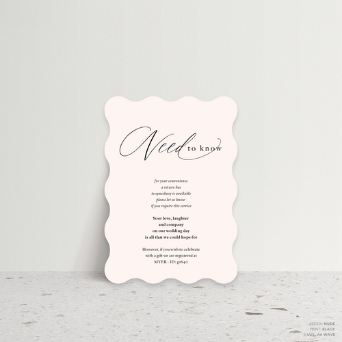 Golden Afternoon: Wedding Info Card