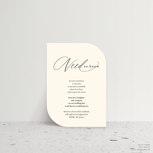 Golden Afternoon: Wedding Info Card