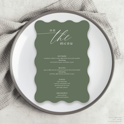 Golden Afternoon: Wedding Menu Card