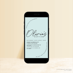 Olivia: Digital Baptism Invitation + Digital Birthday Invitation