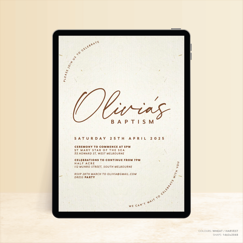 Olivia: Digital Baptism Invitation + Digital Birthday Invitation