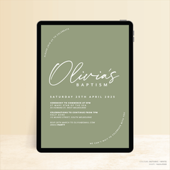 Olivia: Digital Baptism Invitation + Digital Birthday Invitation