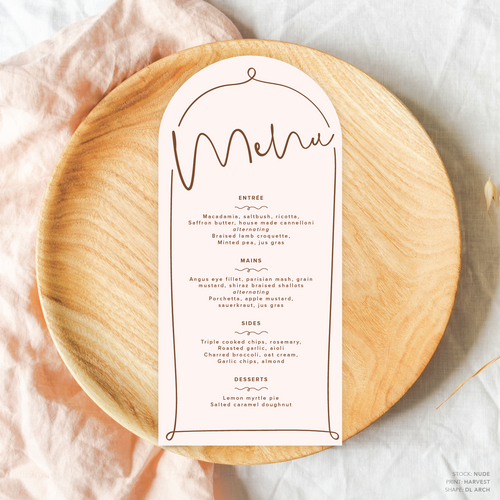 Vino: Wedding Menu Card