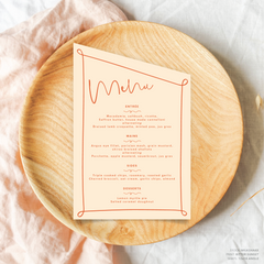 Vino: Wedding Menu Card