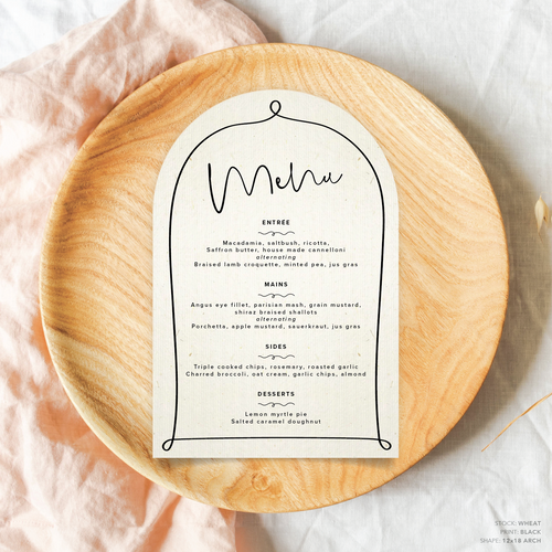 Vino: Wedding Menu Card