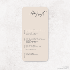 Before Sunrise: Wedding Menu Card