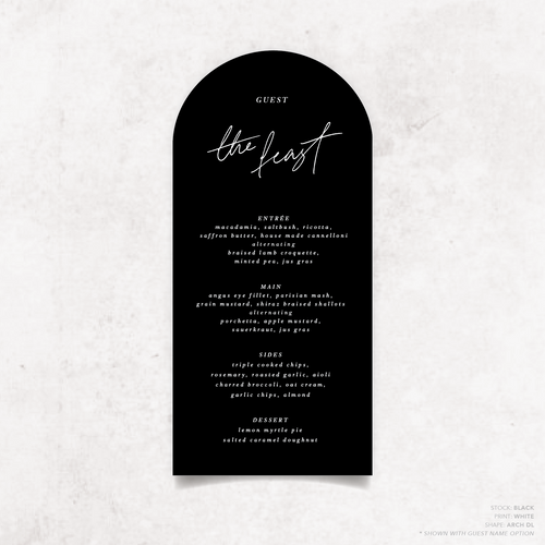 Before Sunrise: Wedding Menu Card