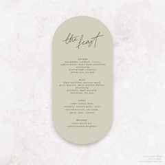 Before Sunrise: Wedding Menu Card