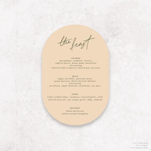 Before Sunrise: Wedding Menu Card