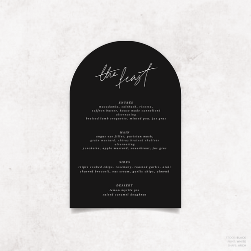 Before Sunrise: Wedding Menu Card