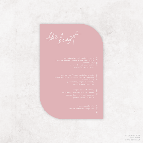 Before Sunrise: Wedding Menu Card