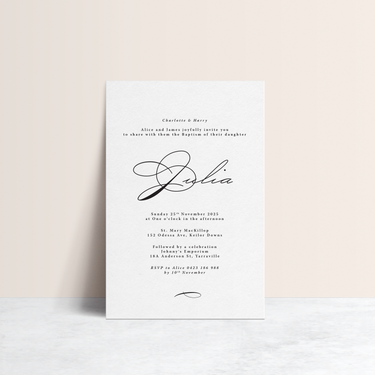 Julia: Baptism Invitation + Birthday Invitation