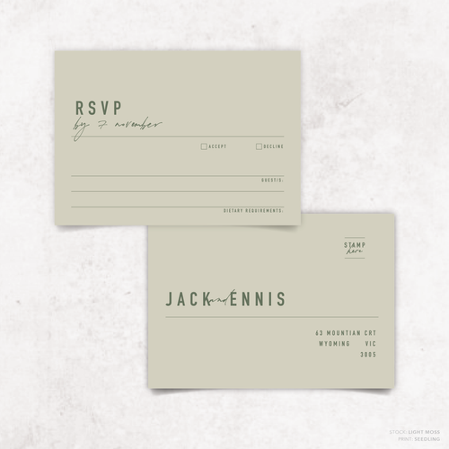 Never Let You Go: Wedding RSVP Card