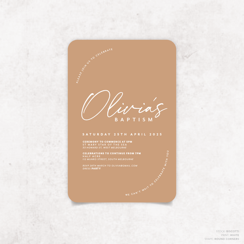 Olivia: Baptism Invitation + Birthday Invitation