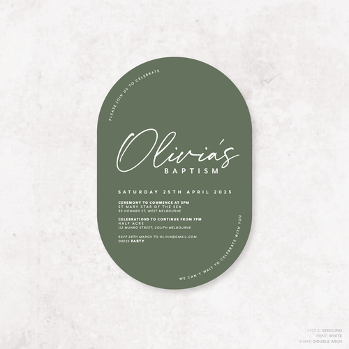 Olivia: Baptism Invitation + Birthday Invitation