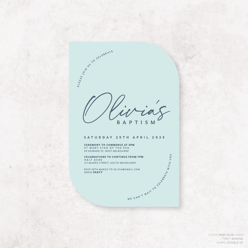 Olivia: Baptism Invitation + Birthday Invitation