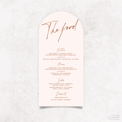 Seabrook: Wedding Menu